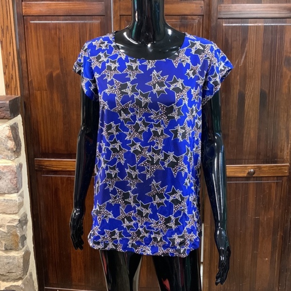 Diane von Furstenberg America Stars Silk Blouse size 6
